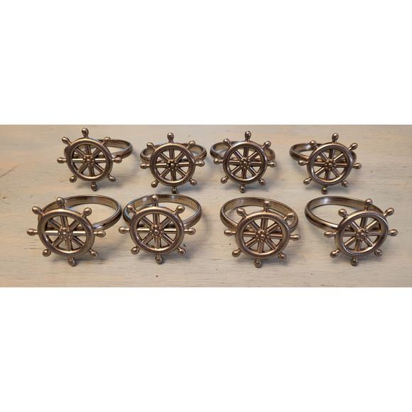 Napkin Ring Holders Nautical Ships Wheel (Set Of 8) - Picture 1 of 8